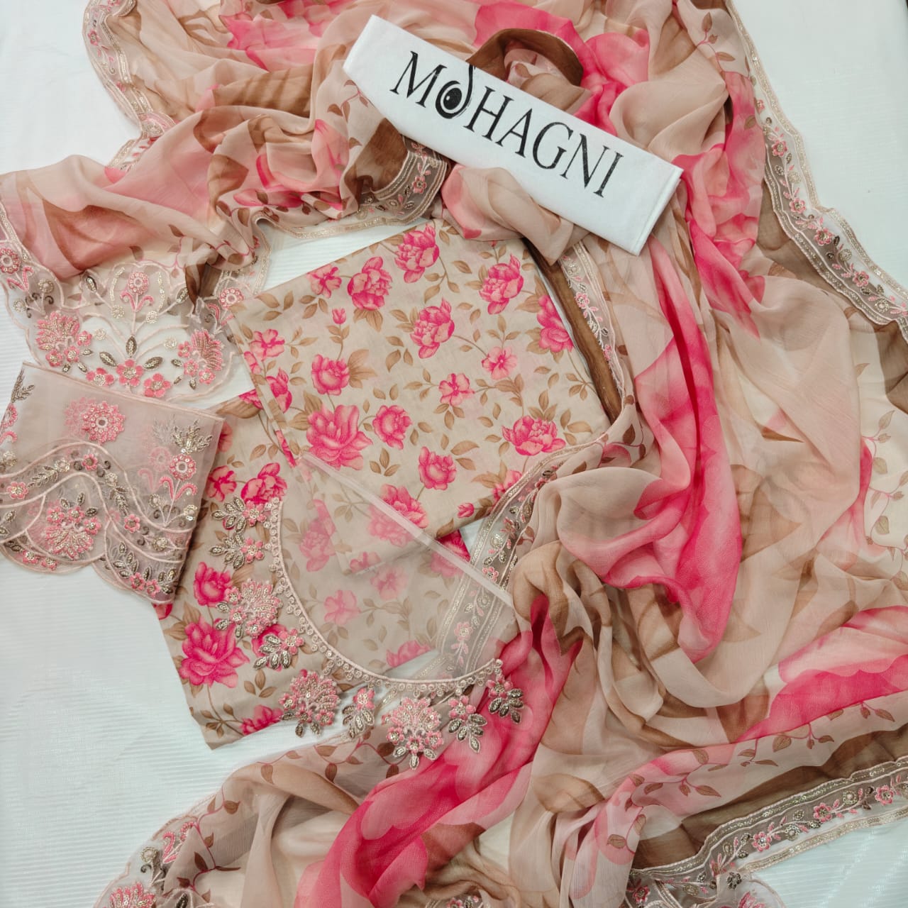 Mohagni Printed Embroidered Lawn 3PC Unstitched Memon Clothes